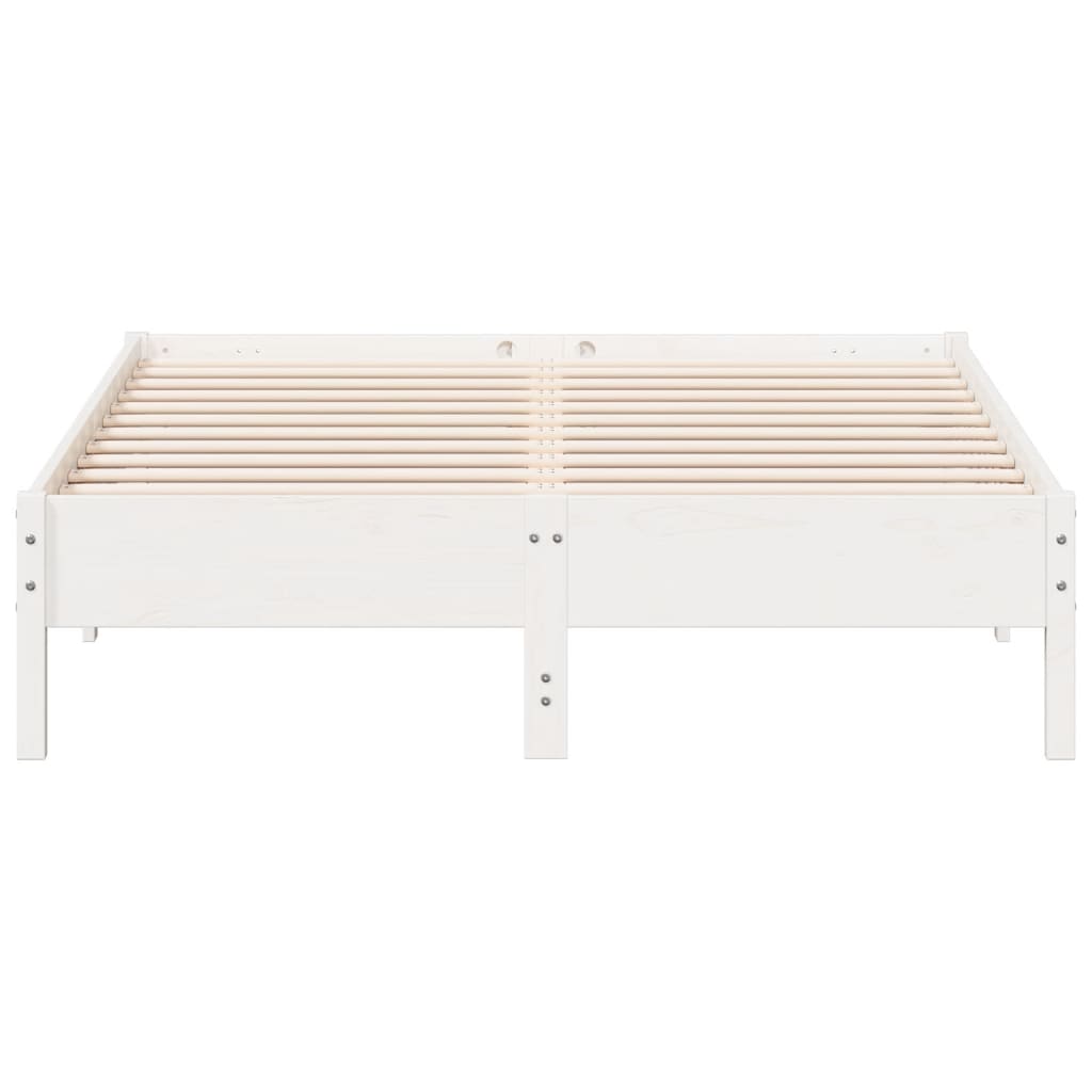 Cadre de lit sans matelas blanc 160x200 cm bois de pin massif - XIOS