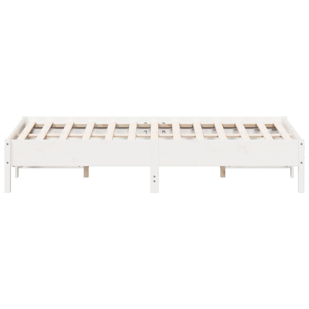 Cadre de lit sans matelas blanc 160x200 cm bois de pin massif - XIOS