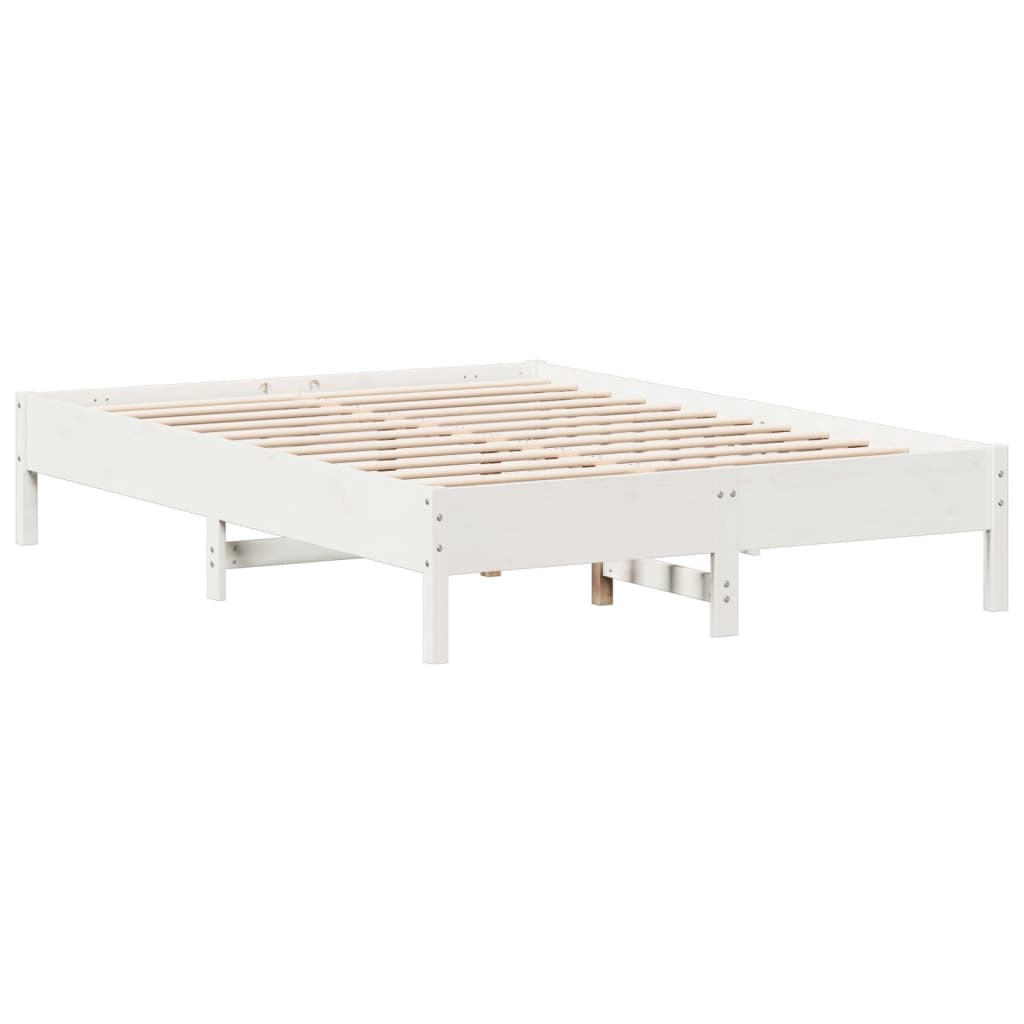 Cadre de lit sans matelas blanc 150x200 cm bois de pin massif - XIOS