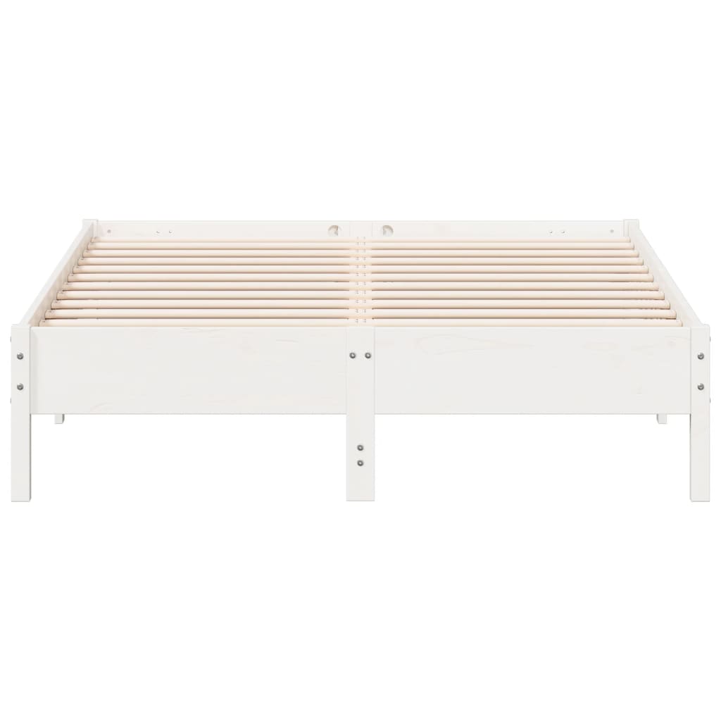 Cadre de lit sans matelas blanc 150x200 cm bois de pin massif - XIOS