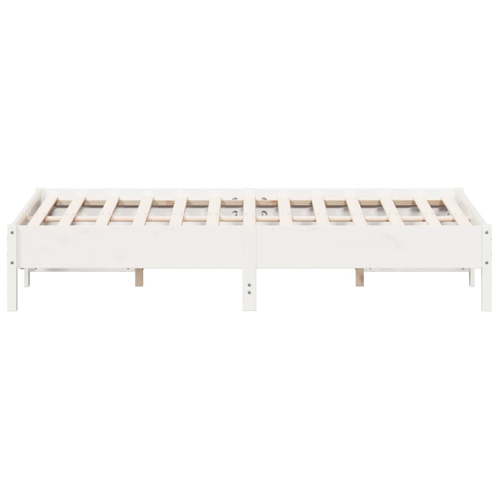 Cadre de lit sans matelas blanc 150x200 cm bois de pin massif - XIOS