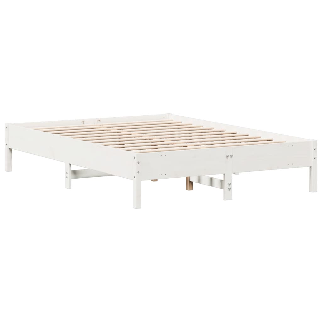 Cadre de lit sans matelas blanc 150x200 cm bois de pin massif - XIOS