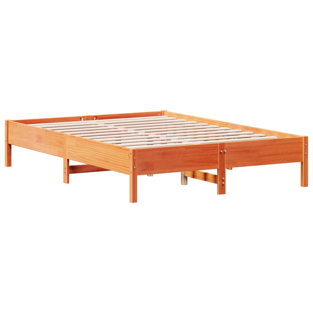 Cadre de lit sans matelas cire marron 150x200cm bois pin massif - XIOS