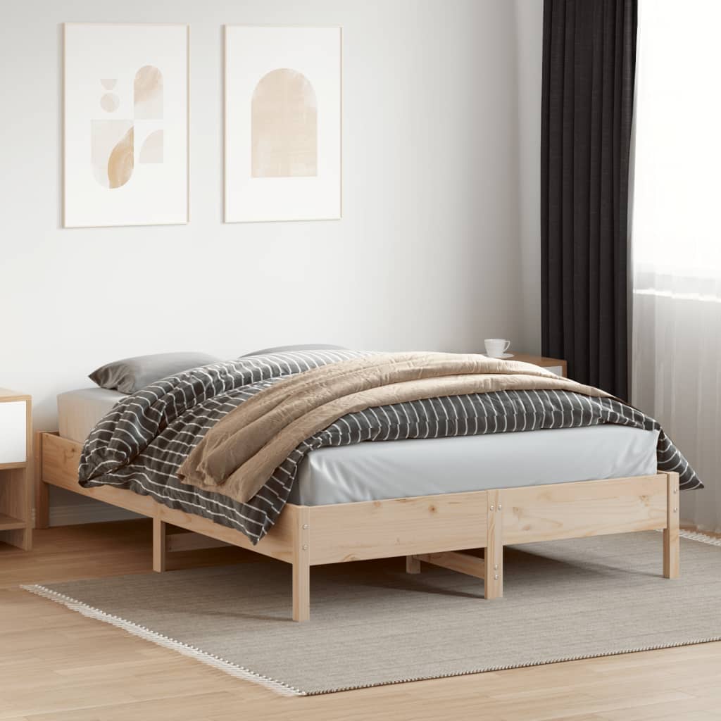 Cadre de lit sans matelas 140x200 cm bois massif de pin - XIOS