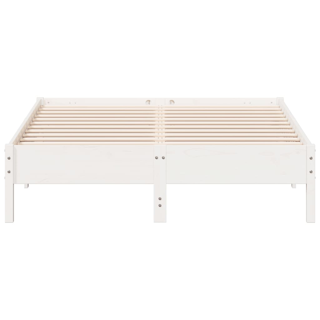 Cadre de lit sans matelas blanc 140x200 cm bois de pin massif - XIOS