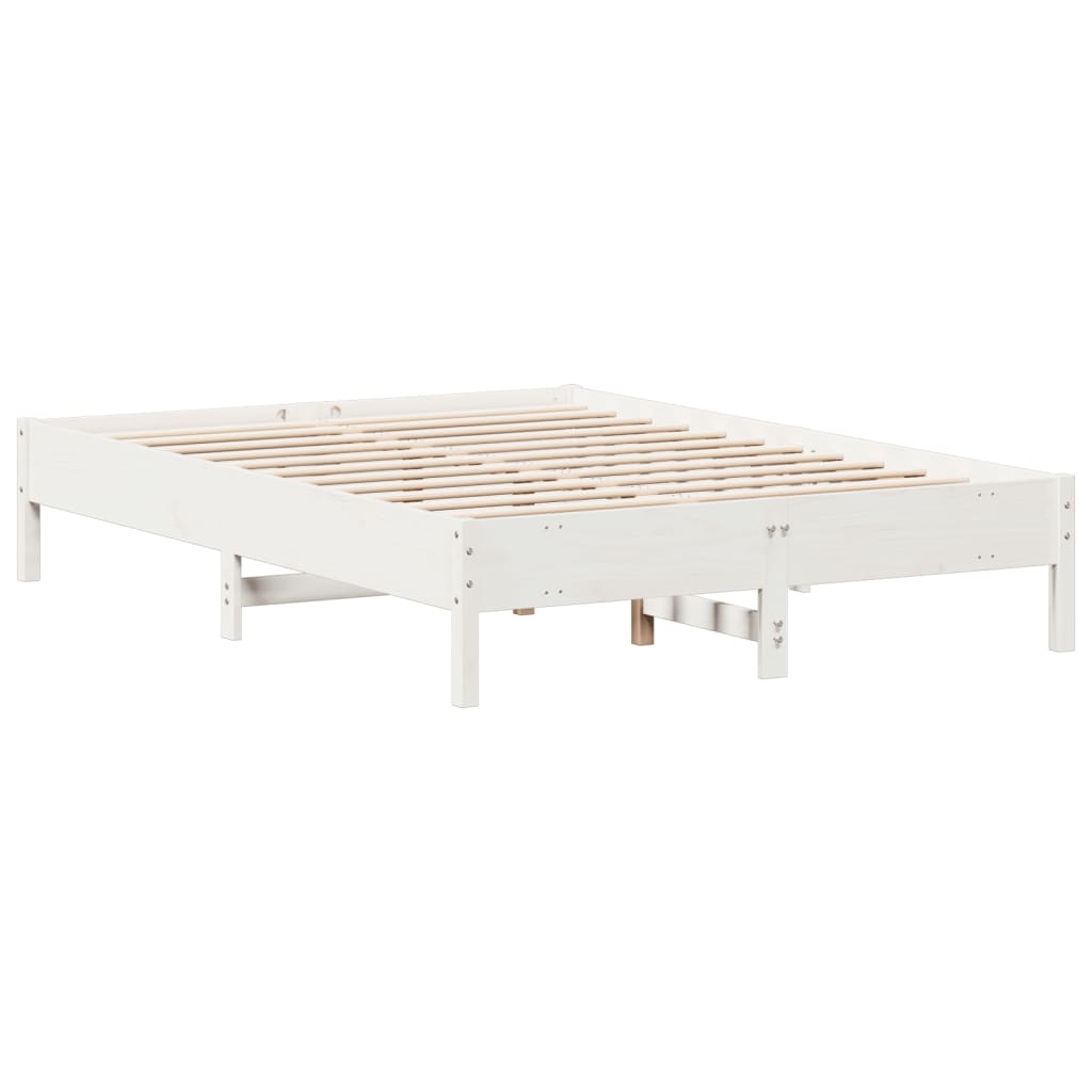 Cadre de lit sans matelas blanc 140x200 cm bois de pin massif - XIOS