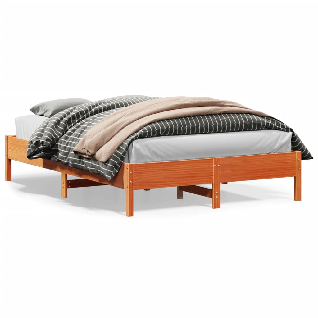 Cadre de lit sans matelas cire marron 120x200cm bois pin massif - XIOS