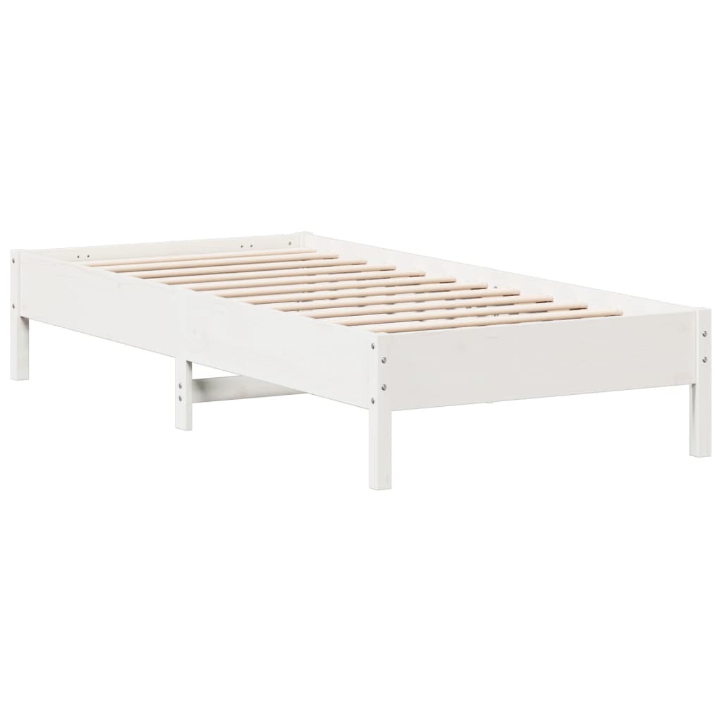Cadre de lit sans matelas blanc 100x200 cm bois de pin massif - XIOS