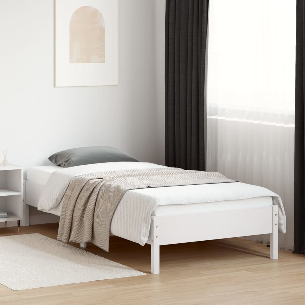 Cadre de lit sans matelas blanc 100x200 cm bois de pin massif - XIOS
