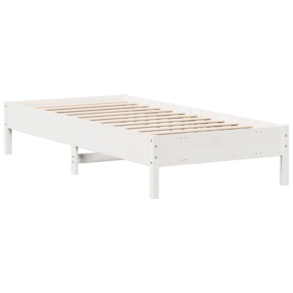 Cadre de lit sans matelas blanc 100x200 cm bois de pin massif - XIOS