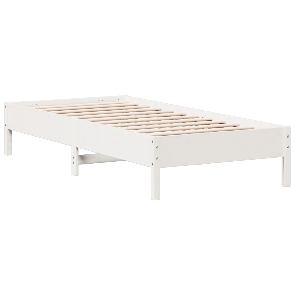 Cadre de lit sans matelas blanc 90x200 cm bois de pin massif - XIOS