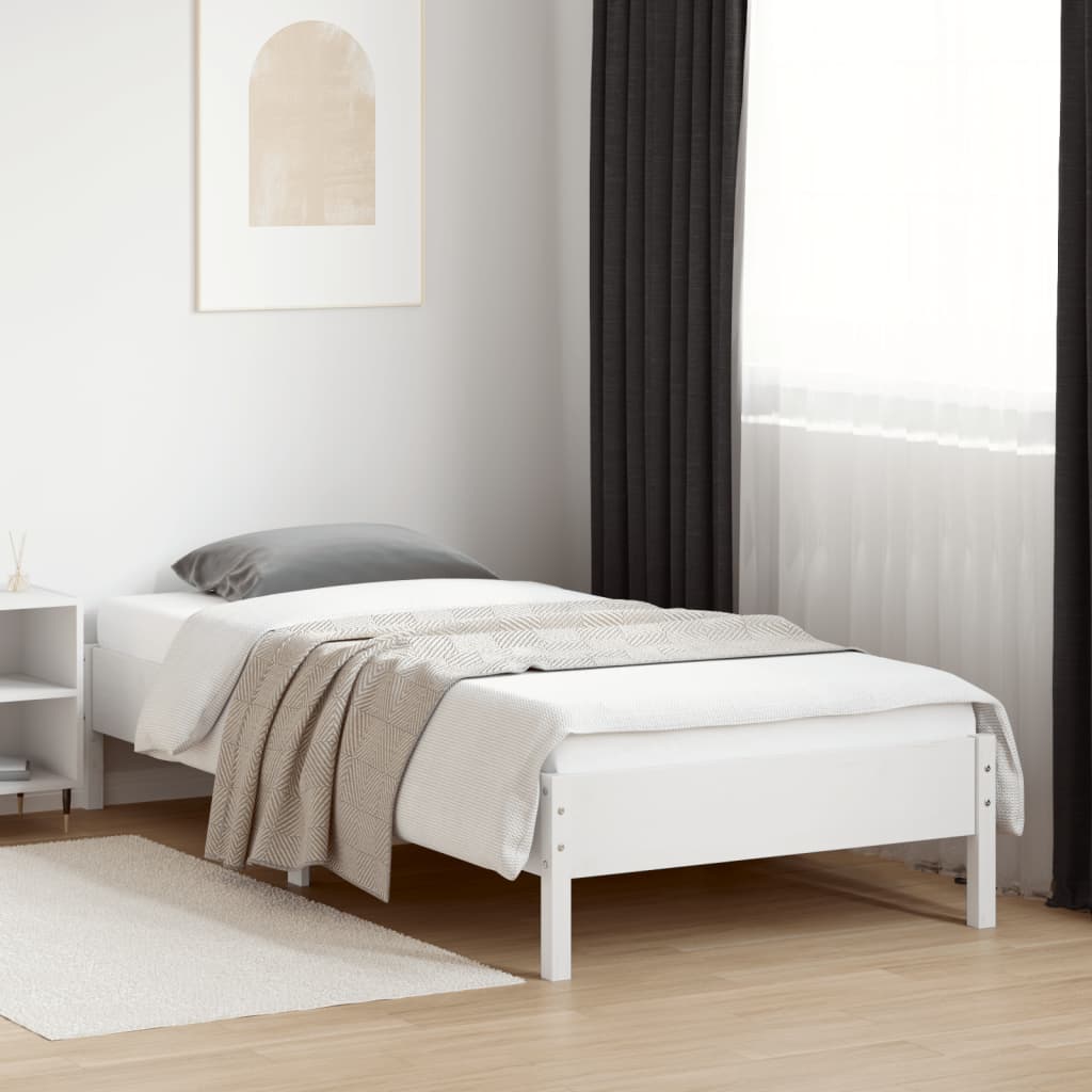 Cadre de lit sans matelas blanc 90x200 cm bois de pin massif - XIOS