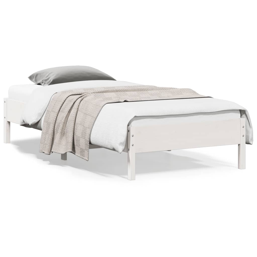 Cadre de lit sans matelas blanc 90x200 cm bois de pin massif - XIOS