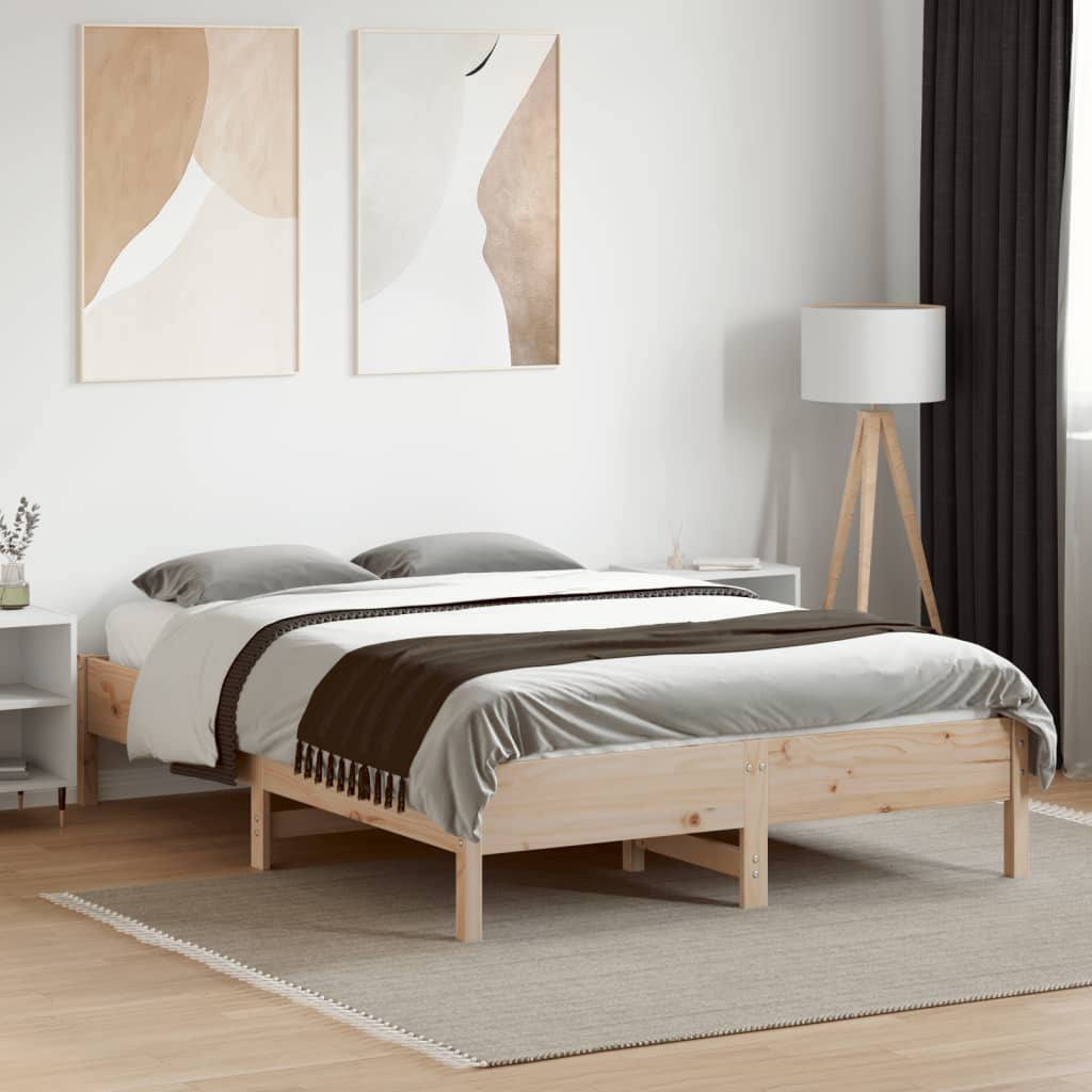Cadre de lit sans matelas 140x190 cm bois de pin massif - XIOS