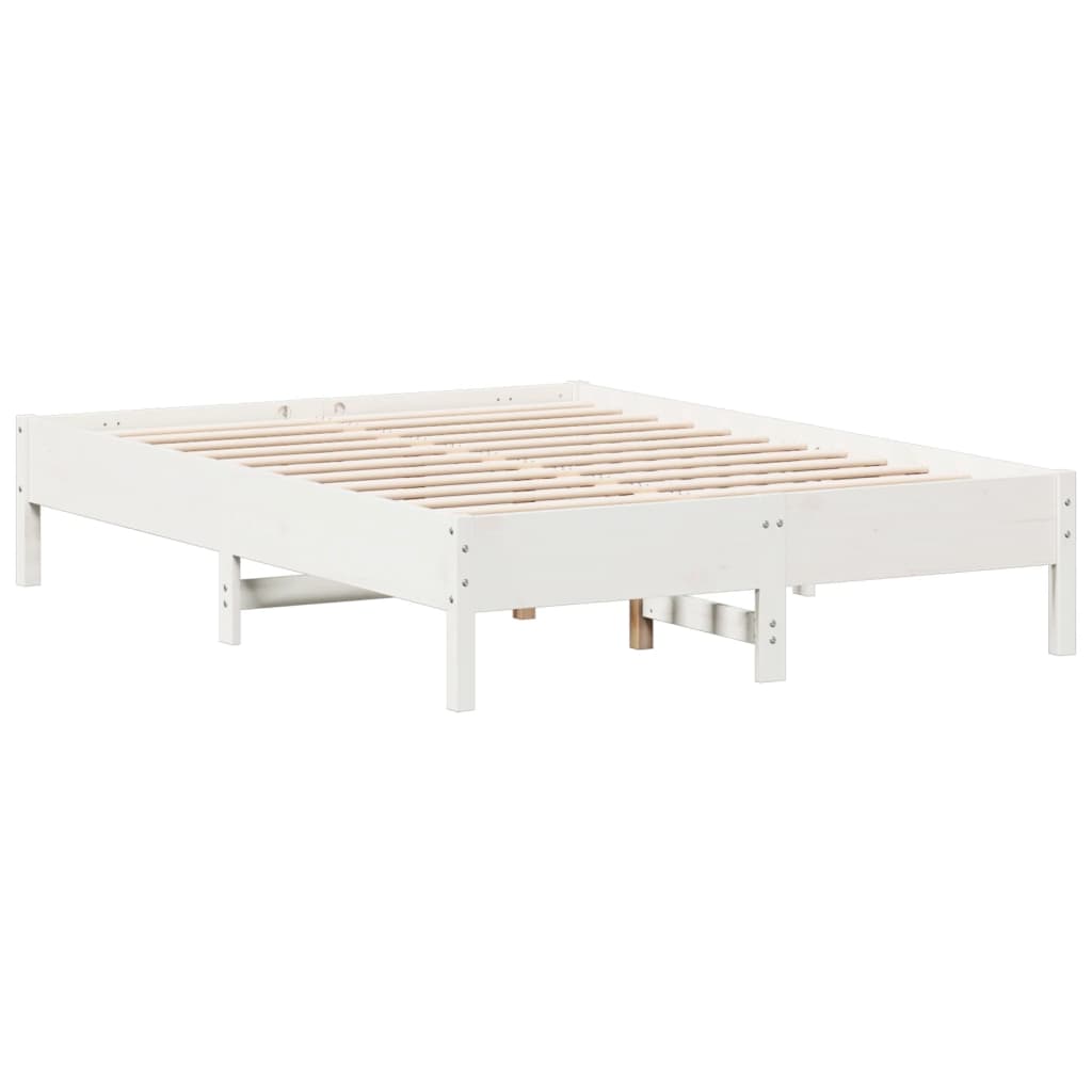 Cadre de lit sans matelas blanc 140x190 cm bois de pin massif - XIOS