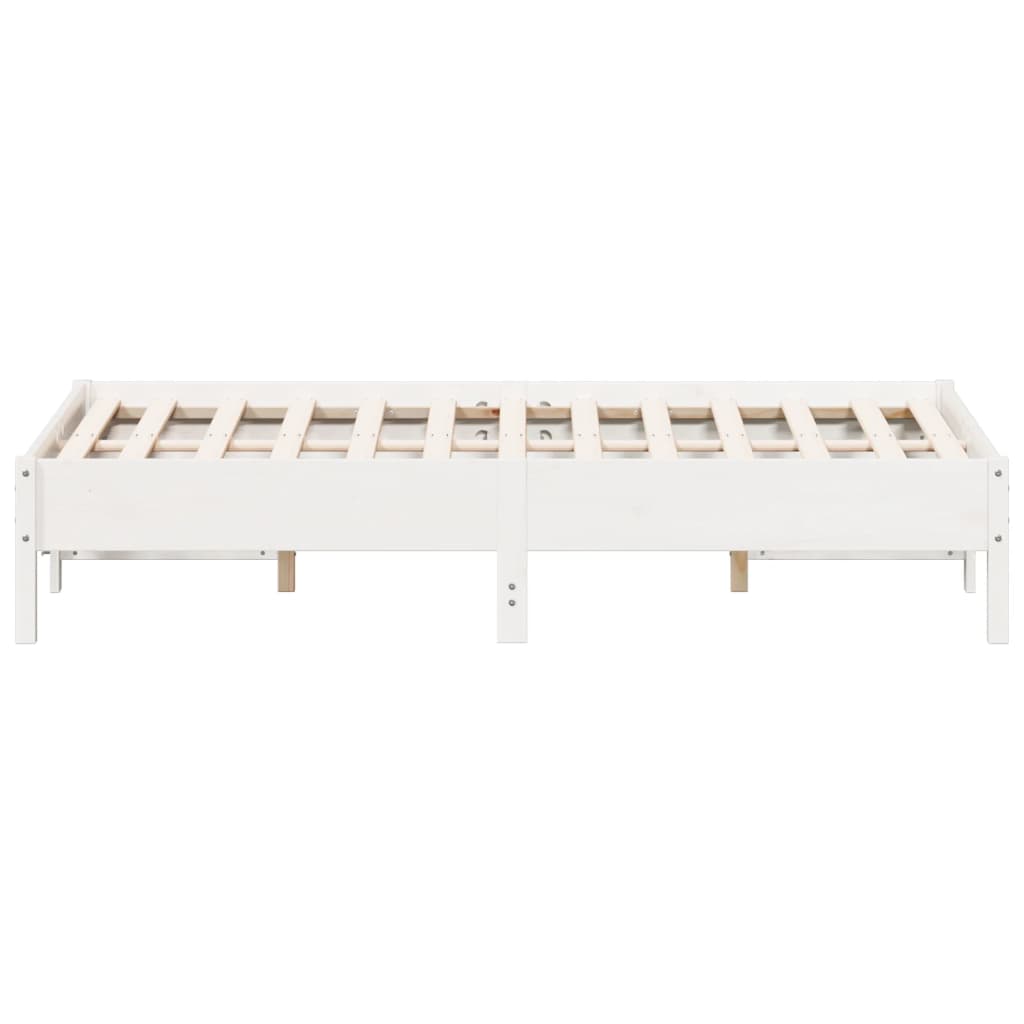 Cadre de lit sans matelas blanc 140x190 cm bois de pin massif - XIOS