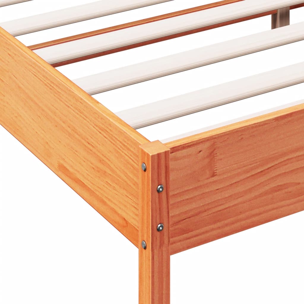 Cadre de lit sans matelas cire marron 140x190cm bois pin massif - XIOS