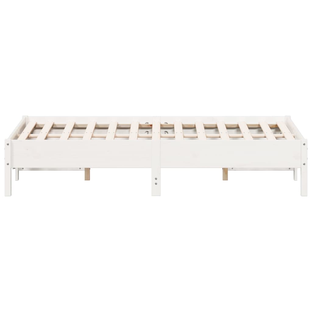 Cadre de lit sans matelas blanc 135x190 cm bois de pin massif - XIOS