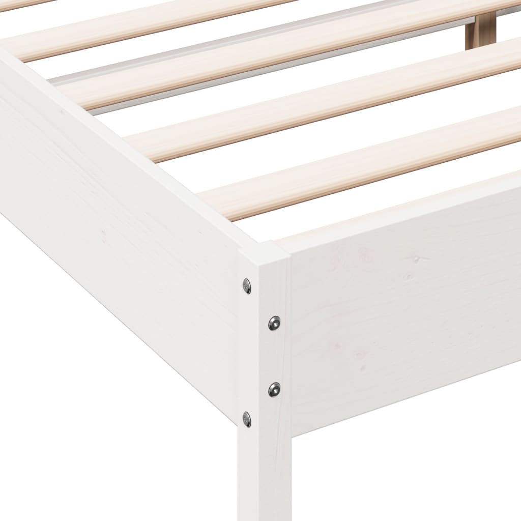 Cadre de lit sans matelas blanc 135x190 cm bois de pin massif - XIOS