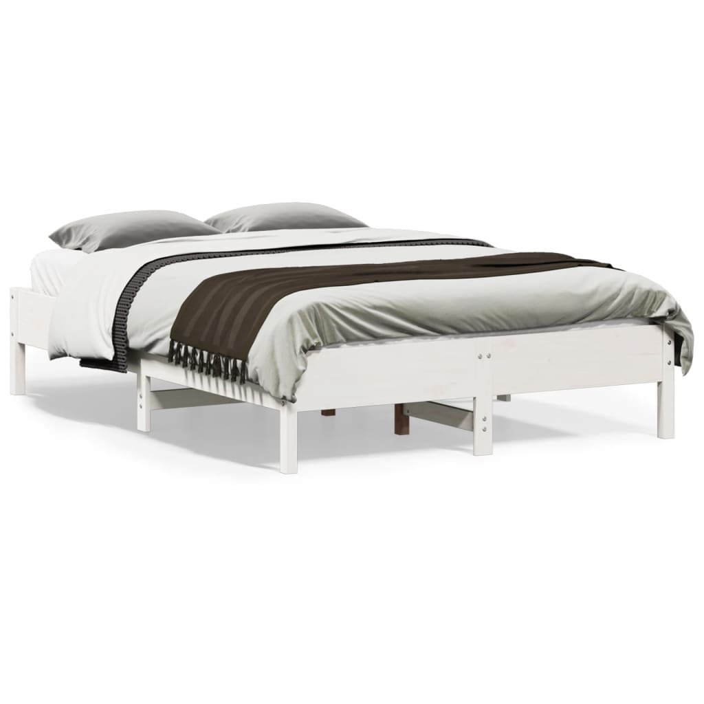 Cadre de lit sans matelas blanc 135x190 cm bois de pin massif - XIOS