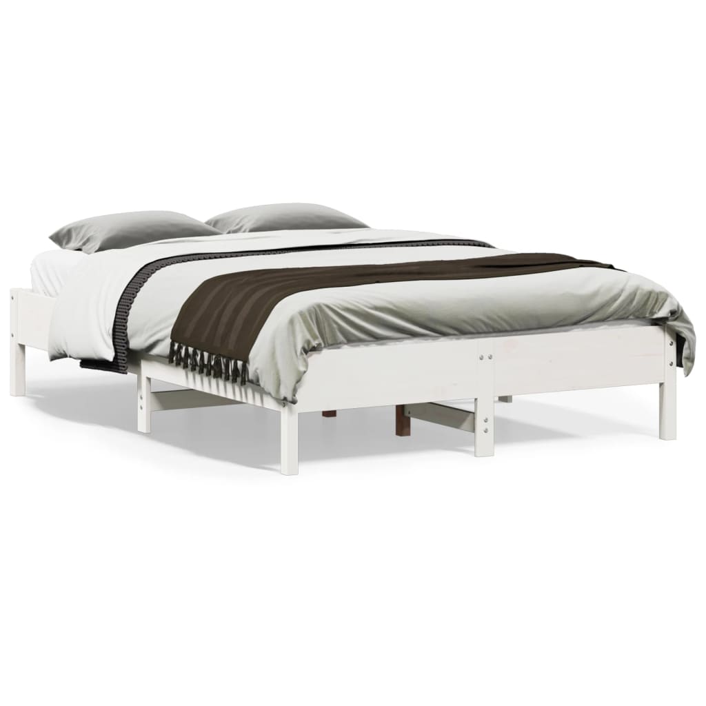 Cadre de lit sans matelas blanc 120x190 cm bois de pin massif - XIOS
