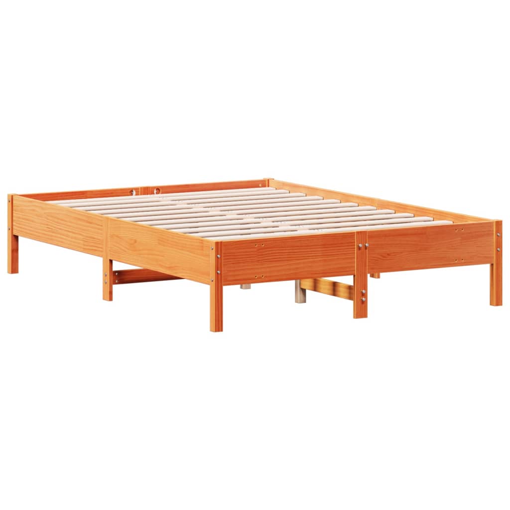 Cadre de lit sans matelas cire marron 120x190cm bois pin massif - XIOS