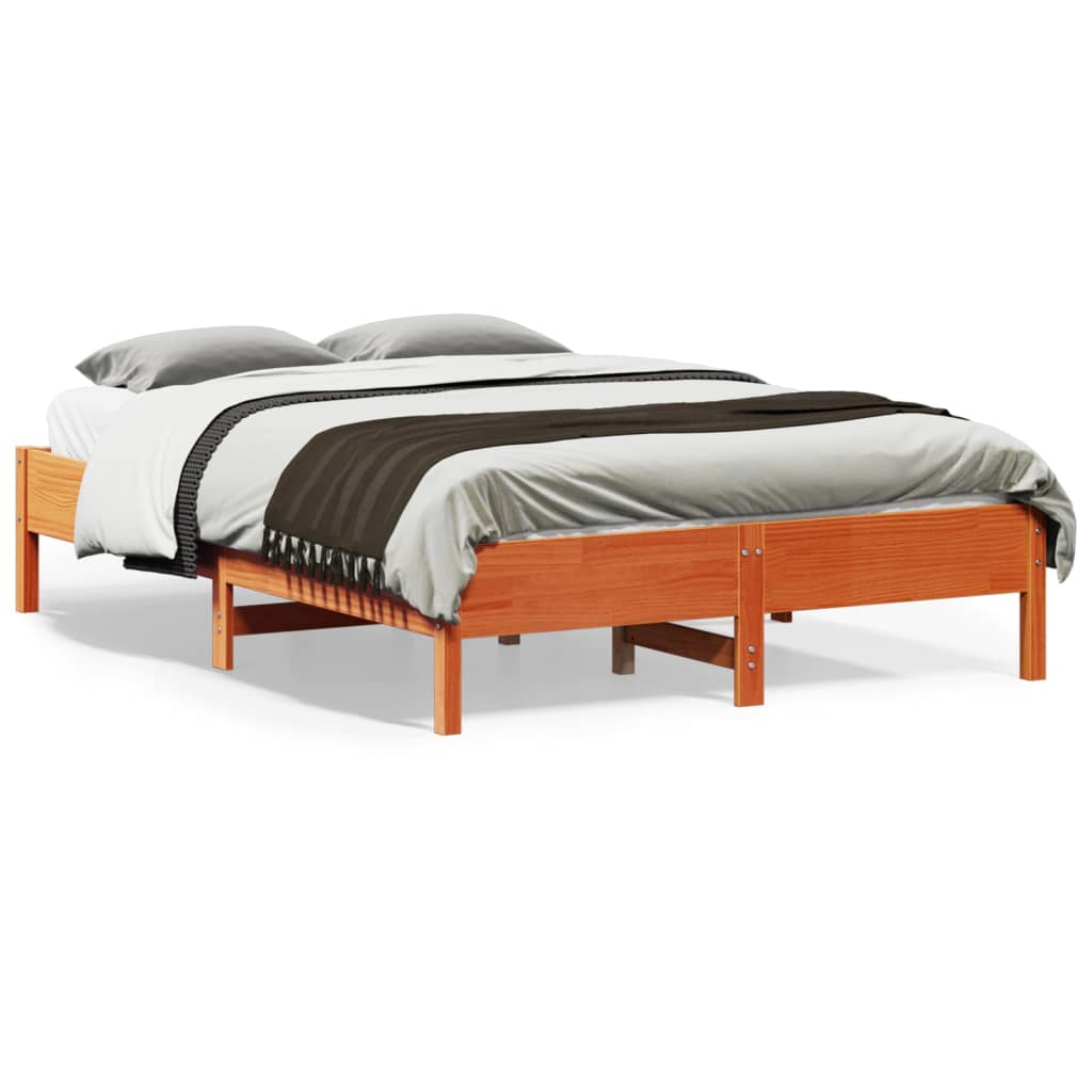 Cadre de lit sans matelas cire marron 120x190cm bois pin massif - XIOS