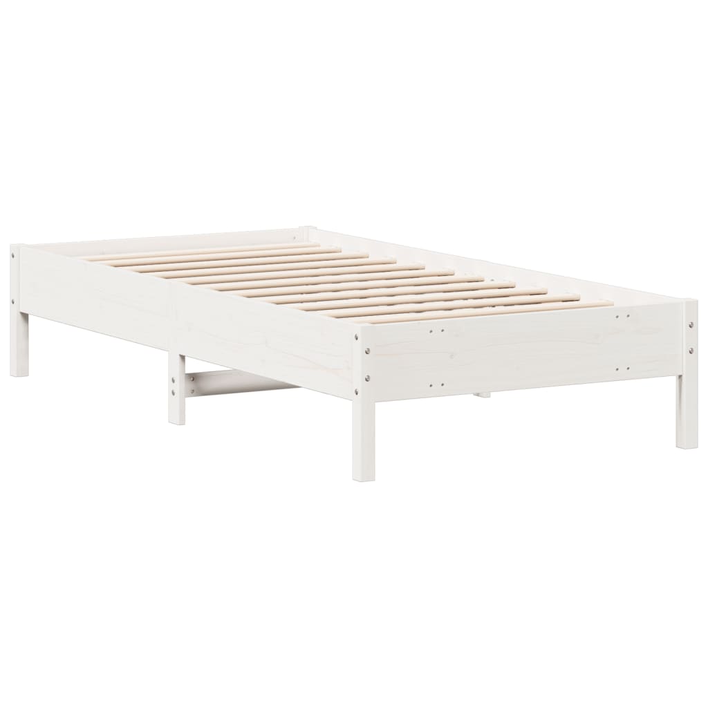 Cadre de lit sans matelas blanc 90x190 cm bois de pin massif - XIOS