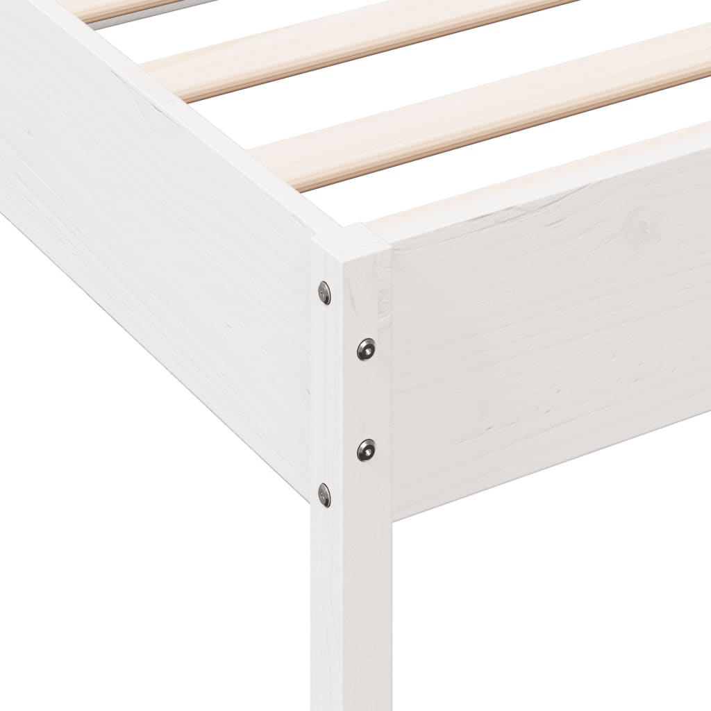 Cadre de lit sans matelas blanc 90x190 cm bois de pin massif - XIOS