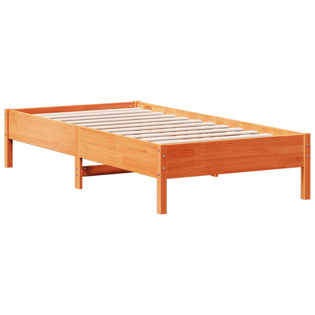 Cadre de lit sans matelas cire marron 90x190 cm bois pin massif - XIOS
