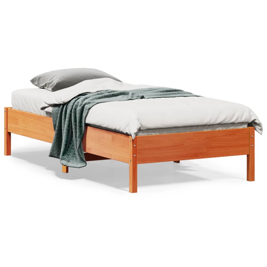 Cadre de lit sans matelas cire marron 90x190 cm bois pin massif - XIOS