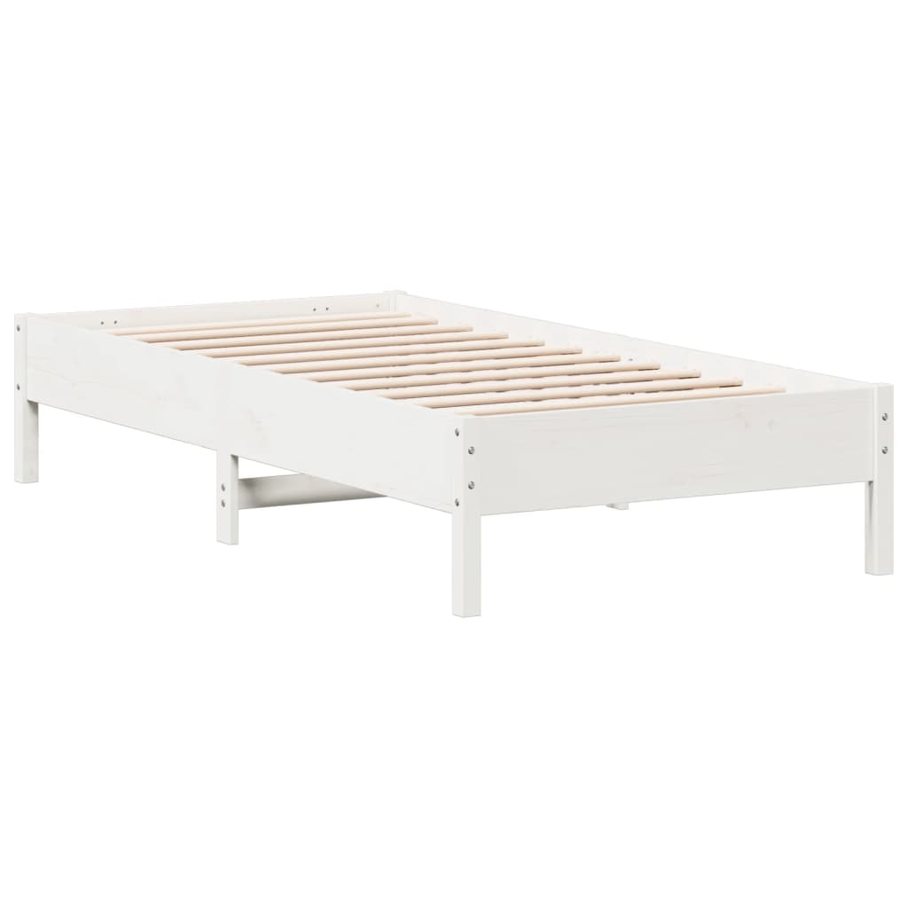Cadre de lit sans matelas blanc 75x190 cm bois de pin massif - XIOS
