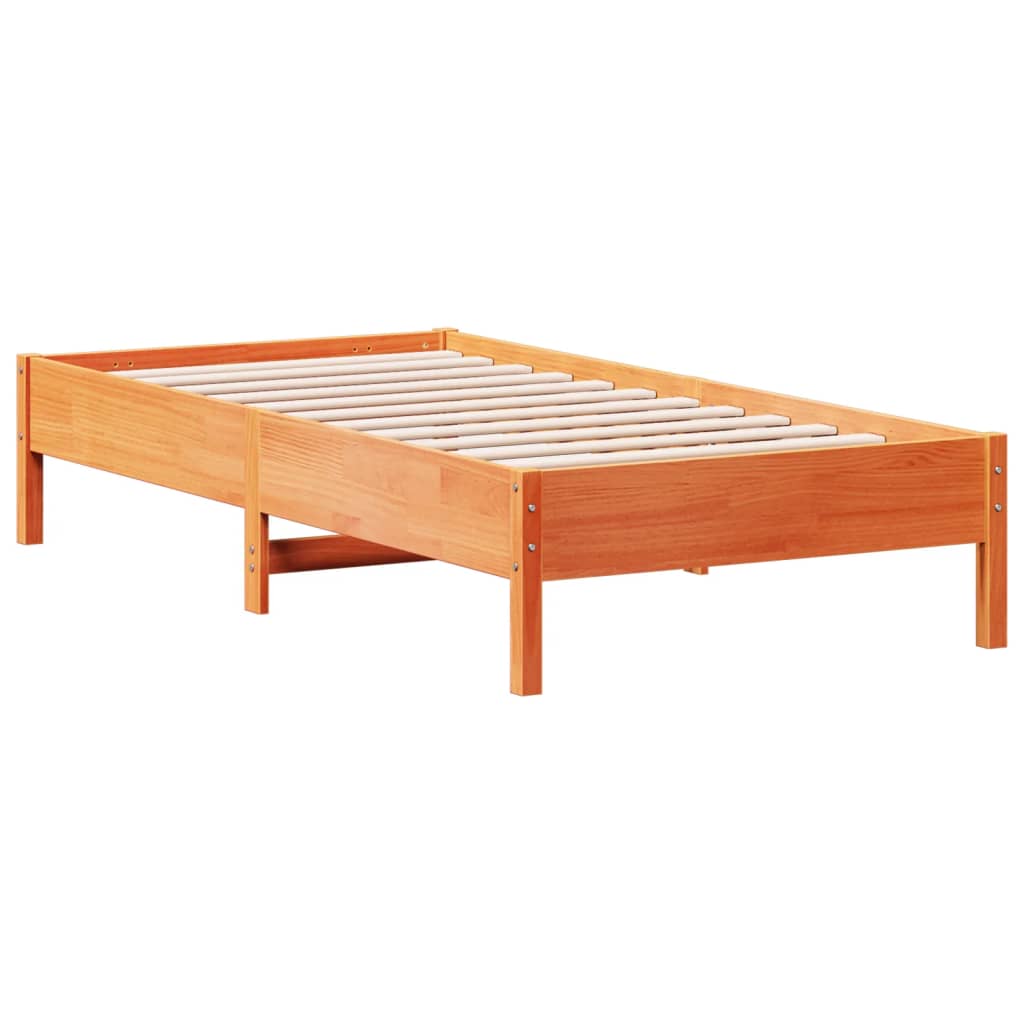 Cadre de lit sans matelas cire marron 75x190 cm bois pin massif - XIOS