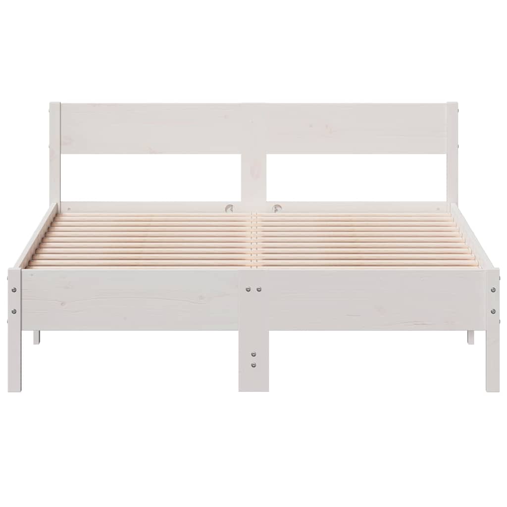 Cadre de lit sans matelas blanc 160x200 cm bois de pin massif - XIOS