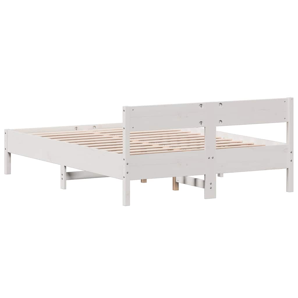 Cadre de lit sans matelas blanc 160x200 cm bois de pin massif - XIOS