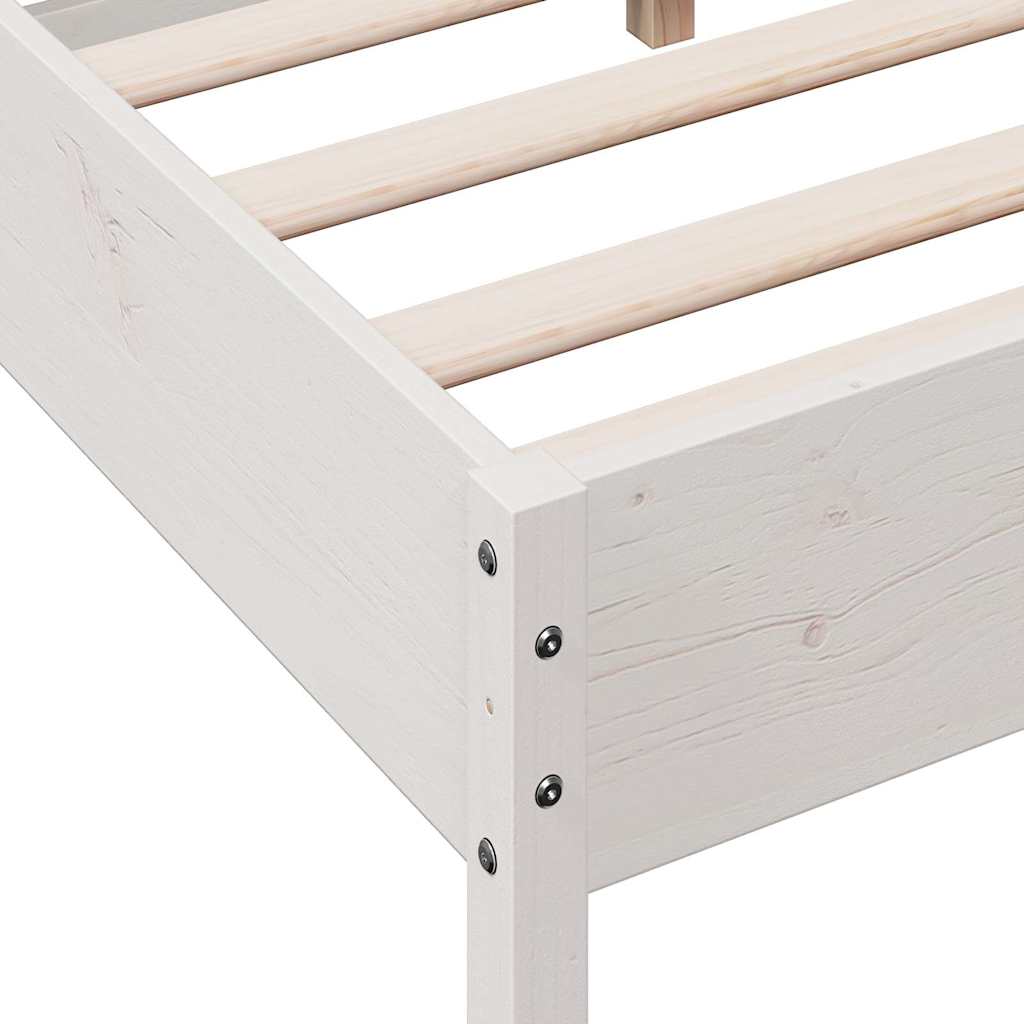 Cadre de lit sans matelas blanc 160x200 cm bois de pin massif - XIOS