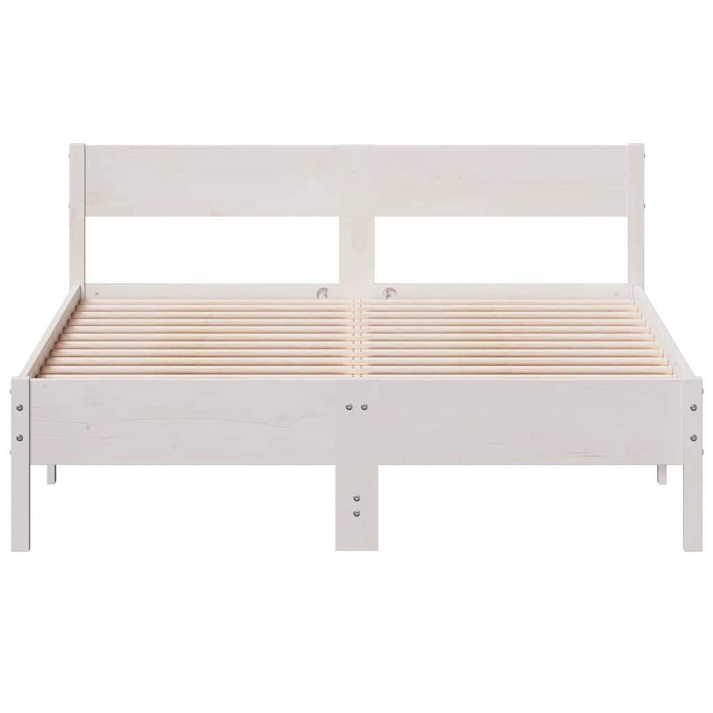 Cadre de lit sans matelas blanc 150x200 cm bois de pin massif - XIOS