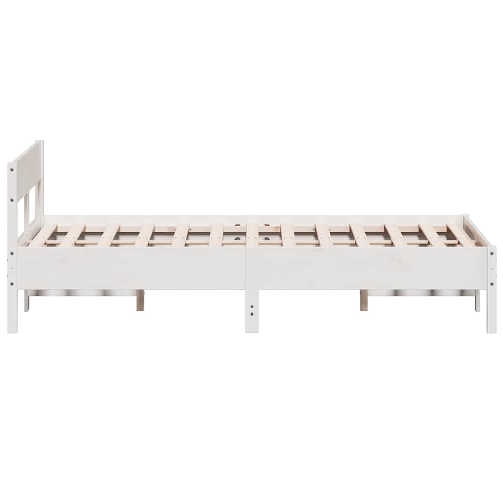 Cadre de lit sans matelas blanc 150x200 cm bois de pin massif - XIOS