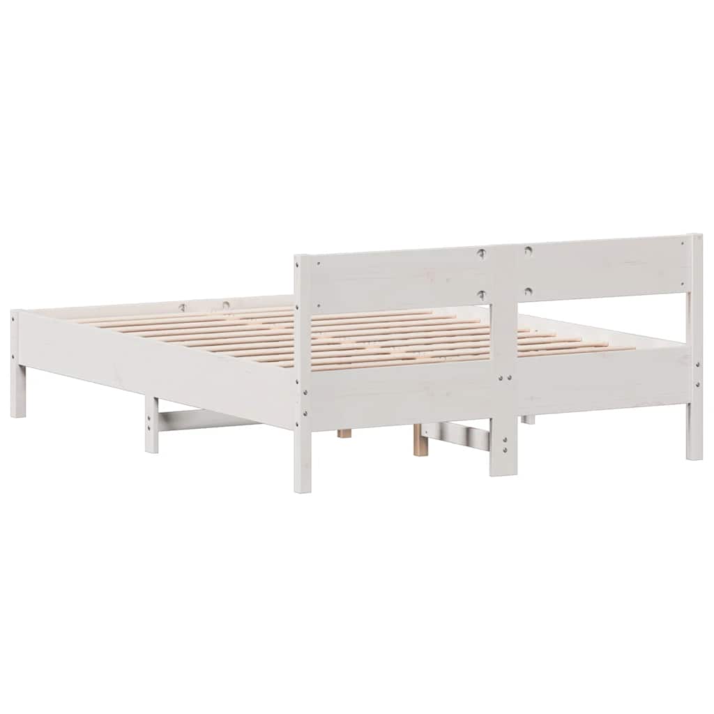 Cadre de lit sans matelas blanc 150x200 cm bois de pin massif - XIOS