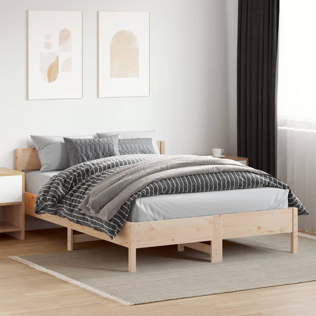 Cadre de lit sans matelas 140x200 cm bois massif de pin - XIOS