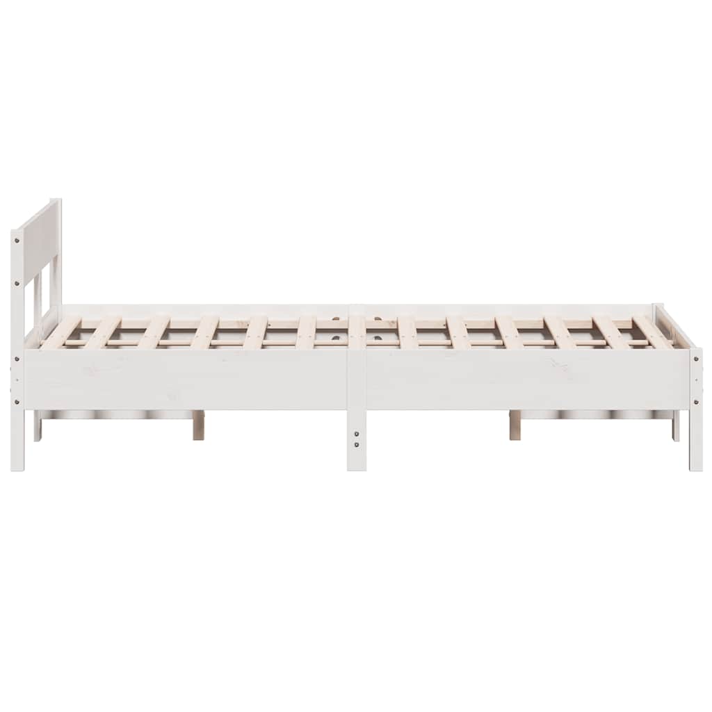 Cadre de lit sans matelas blanc 140x200 cm bois de pin massif - XIOS