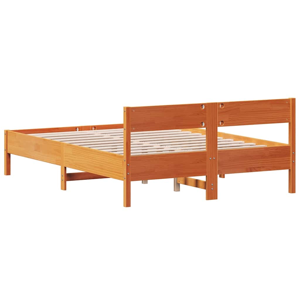 Cadre de lit sans matelas cire marron 140x200cm bois pin massif - XIOS