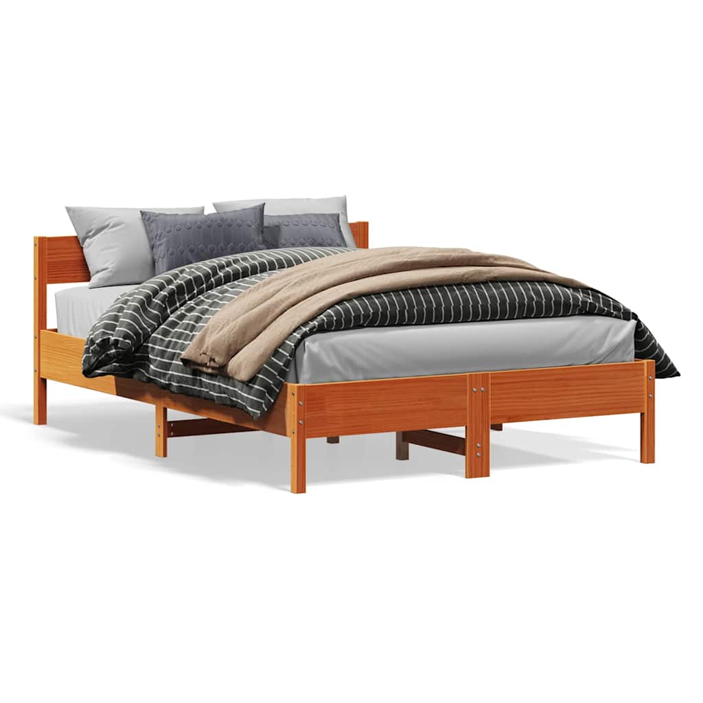 Cadre de lit sans matelas cire marron 120x200cm bois pin massif - XIOS