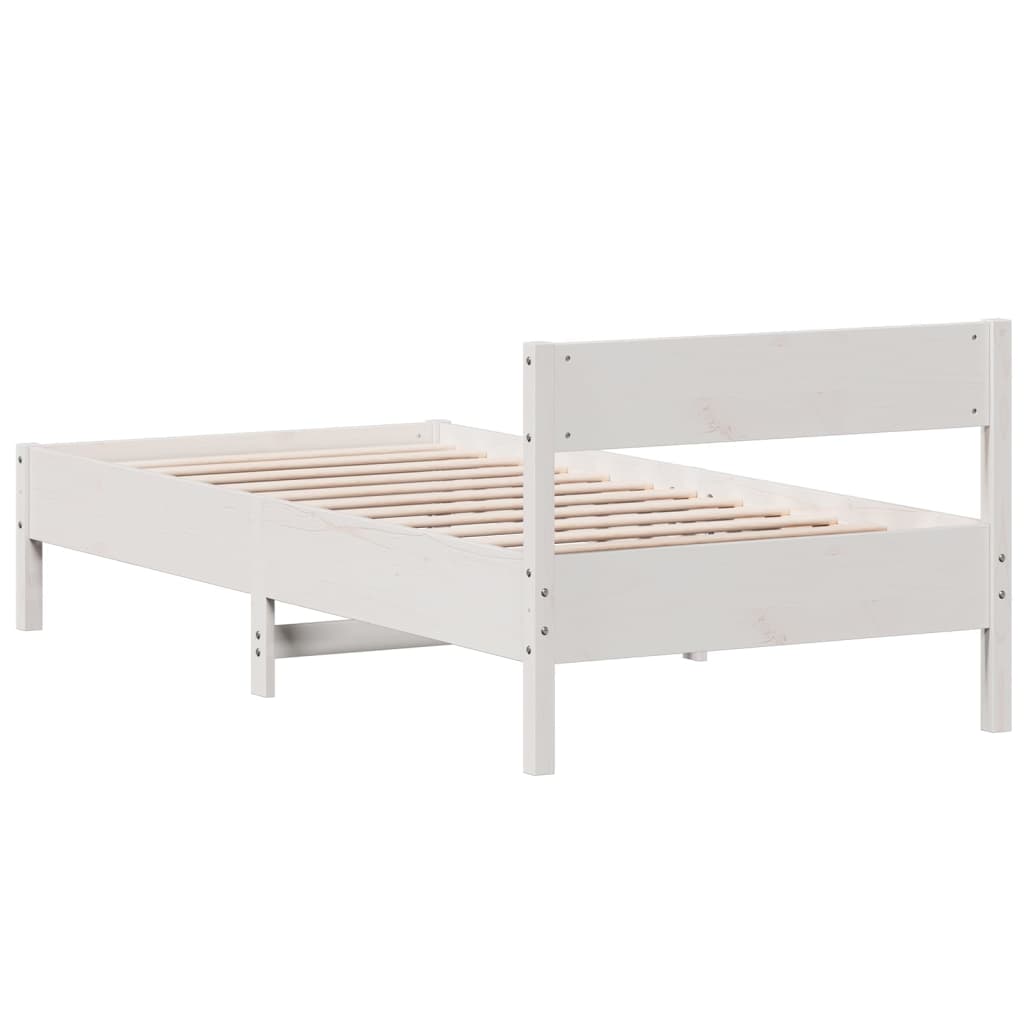 Cadre de lit sans matelas blanc 100x200 cm bois de pin massif - XIOS