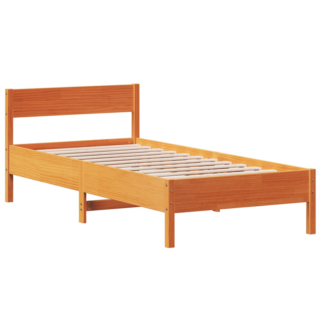 Cadre de lit sans matelas cire marron 100x200cm bois pin massif - XIOS