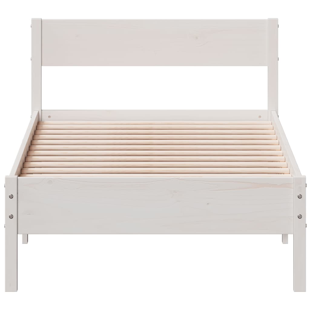 Cadre de lit sans matelas blanc 90x200 cm bois de pin massif - XIOS