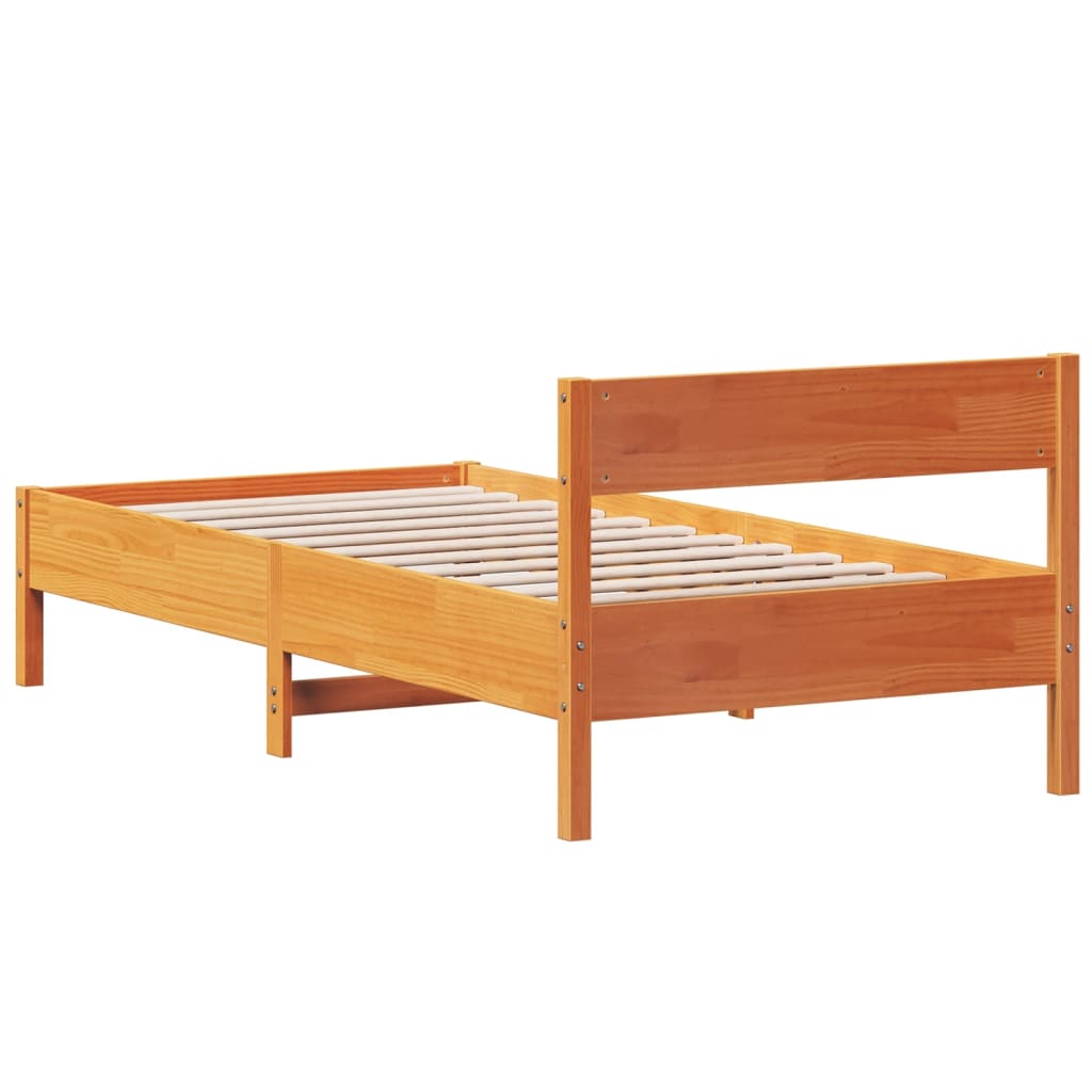 Cadre de lit sans matelas cire marron 90x200 cm bois pin massif - XIOS