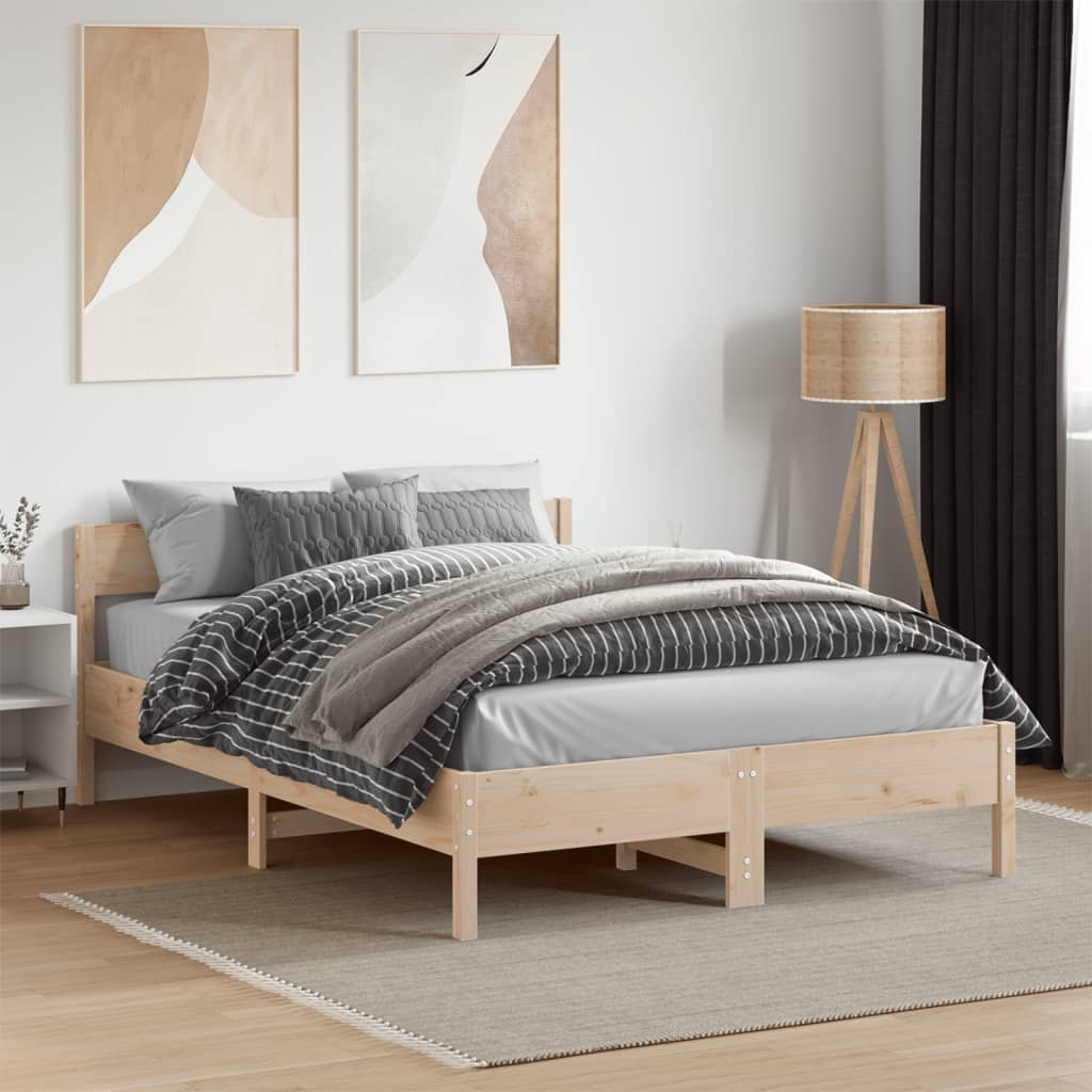 Cadre de lit sans matelas 140x190 cm bois de pin massif - XIOS