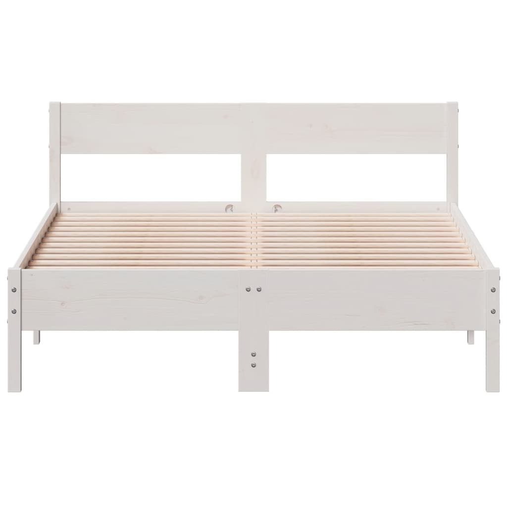 Cadre de lit sans matelas blanc 140x190 cm bois de pin massif - XIOS