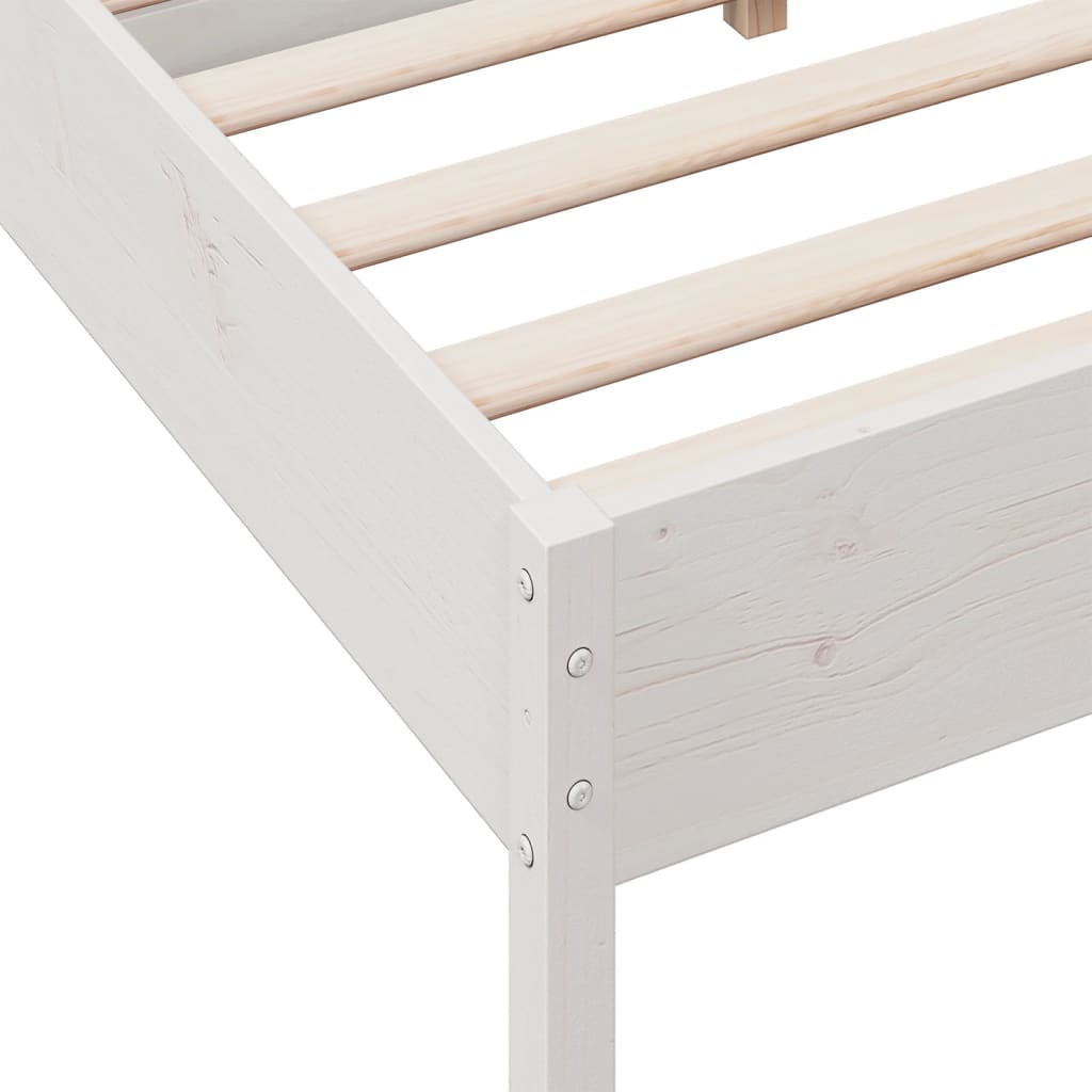 Cadre de lit sans matelas blanc 140x190 cm bois de pin massif - XIOS